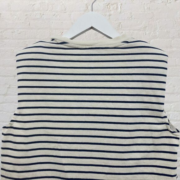 J.Crew Top Size XS Structured Muscle Tee Stripe Mariner Cotton Navy Ivory - Picture 5 of 13